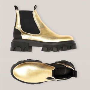 GANNI Metallic leather Chelsea boots Brand New! Size 37
